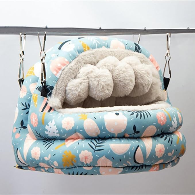 Winter Warm Nest for Parrot Warm House Bird Nest Winter Hanging Hammock Birds Sleeping Bed Parrot Hideway Bed Washable for Quaker Parakeet Cockatiels Budgies Lovebird (Black,Small)