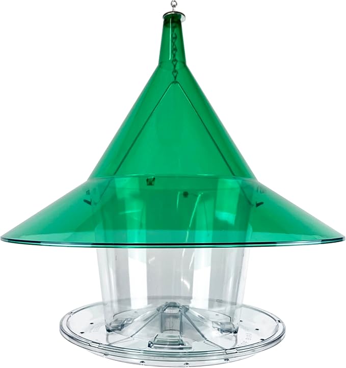Sky Cafe - Squirrel Proof Bird Feeder for Outside - Large, 17 in. Diameter, 1.5 Gallon Birdseed Capacity - Made in USA (Emerald Green) - Free Squirrel Mug