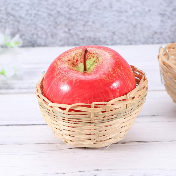 Ipetboom 2Pcs Bird Nest, Bamboo Bird Cage with Hook Finch Nest Hut House Hatching Breeding Cave for Canary Swallow Finch Parakeet Cockatiel, 10x10x6cm