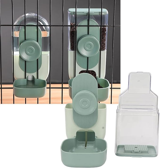 Hanging Automatic Pet Food Water Dispenser, Cage Cat Food Bowl Dog Feeding Station, Auto Gravity Pet Feeder with Bowl for Bird Puppy and Kitten Rabbit Chinchilla Ferret (Mint Green)