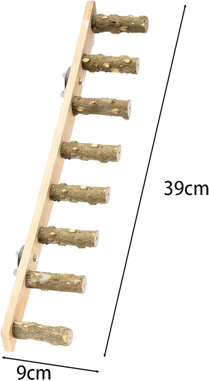 Bird Wooden Ladder Bridge,Bird Cage Ladder,Wood Cage Accessories,Bird Ladder Perch,Parrot Climbing Ladder for Budgies,Conures, 8 Sections