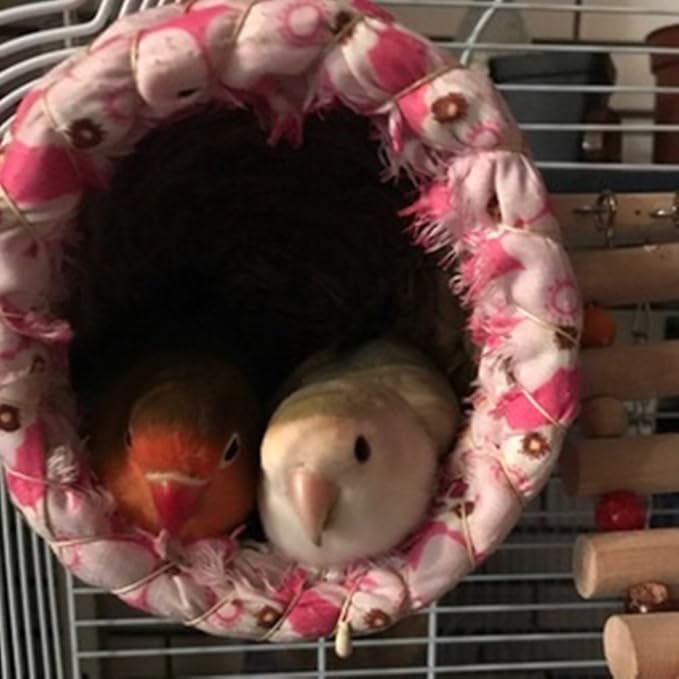 YJJKJ Pet Products Bird Nest Handwoven Straw House for Parakeets Cockatiels Parrot Budgie Or Small Pet (L, Green)