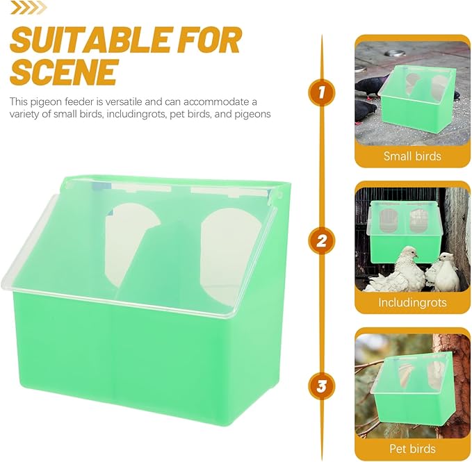 Balacoo Hangable Pigeon Feeder 6.69×5.51×3.74In Multi-Grid Food Box with Lid – Bite-Resistant Plastic Cage Feeder Cuts Waste & Mess for Parakeets, Cockatiels