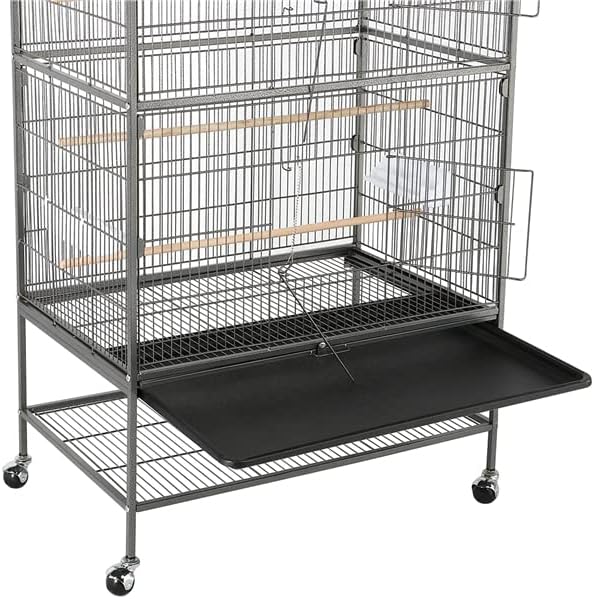 Aviary on Stand Large Bird Cage on Wheels Sturdy Metal Parrot Budgies 79 x 52 x 132 cm