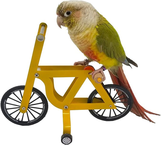 QBLEEV Bird Intelligence Training Toy - Parrot Puzzle Bicycle for Small & Medium Birds - Educational Table Top Trick Prop & Foot Talon Toy for African Grey, Cockatoo & Conures