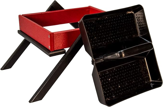 JCs Wildlife Removable Tray Ground Bird Feeder - Platform Bird Feeder - Holds 4 Cups of Seed (Medium, Cardinal Red)