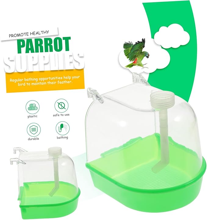 Bird Cage Bath Parrot Hanging Bathtub Plastic Box Installed Outside The Birdcage with Water Dispenser for Canary Budgerigar Cockatiel