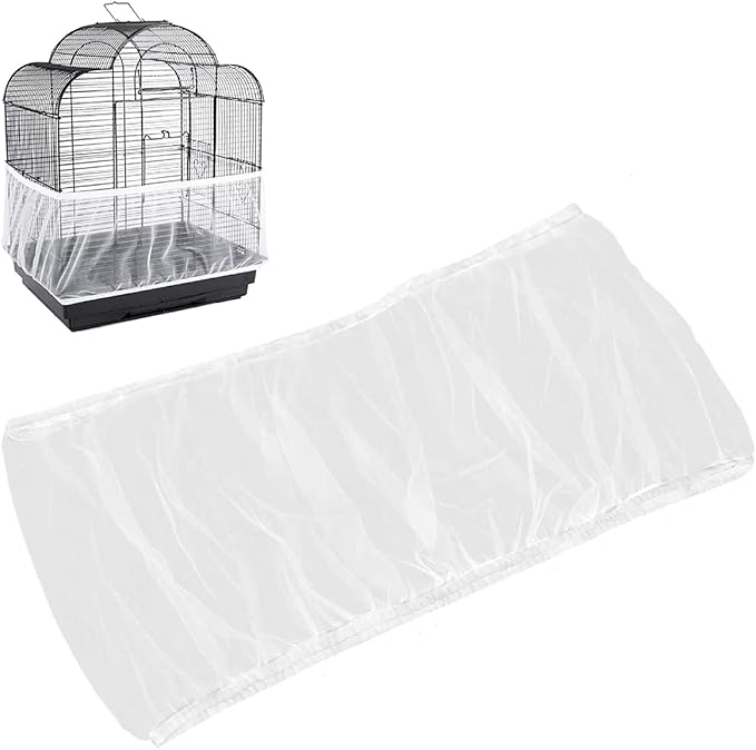 Universal Bird Cage Seed Catcher,Seed Catcher Guard Net Cover,Parrot Nylon Mesh Net Cover,Soft Airy Cage Net Stretchy Skirt for Round Square Cages
