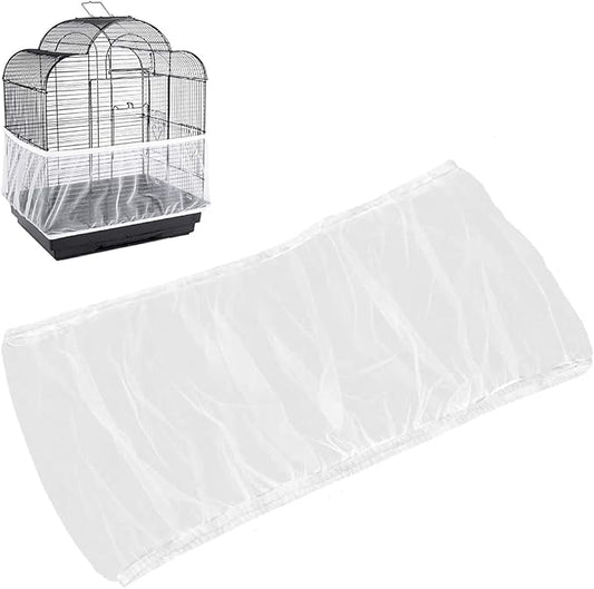 Universal Bird Cage Seed Catcher,Seed Catcher Guard Net Cover,Parrot Nylon Mesh Net Cover,Soft Airy Cage Net Stretchy Skirt for Round Square Cages