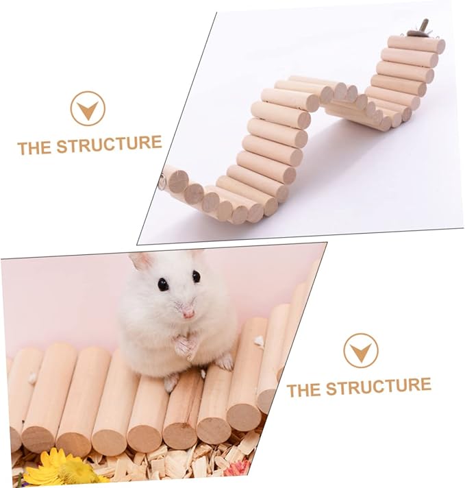 Abaodam Pets Parrots Climbing Ladder Toy for Birds and Hamsters Natural Wood Swing Design for Exercise and Adventure Bird Cages Wide