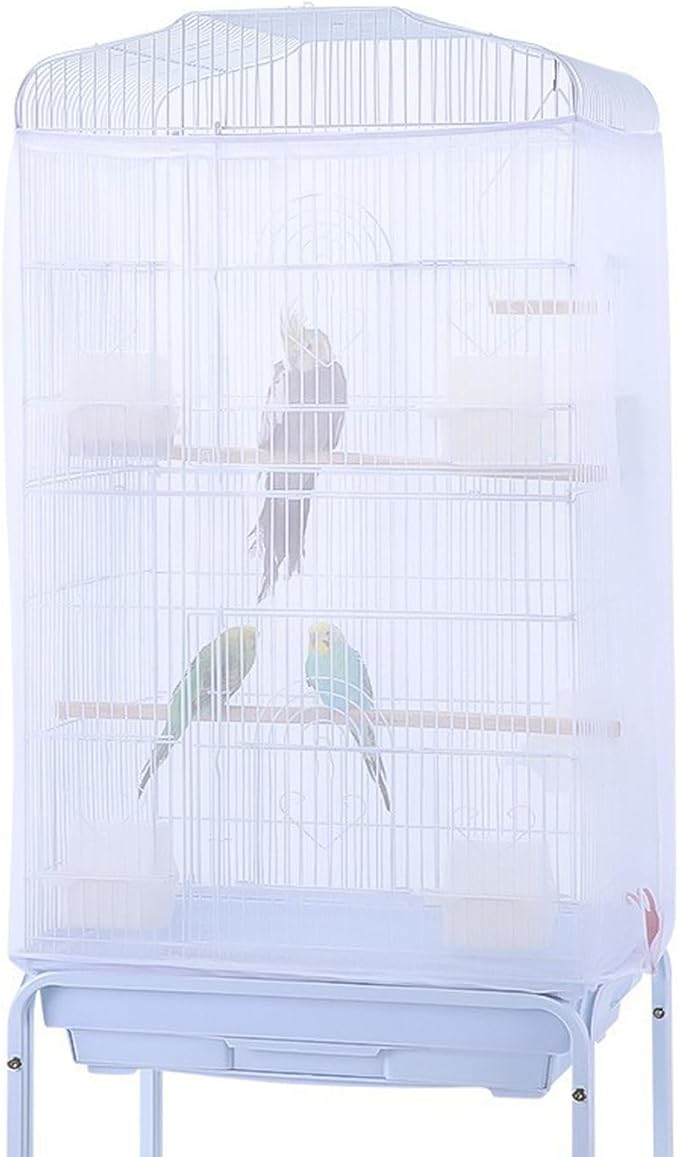 Birdcages Mesh Net Skirt Cover Reusable Stretchy Bird Cage Seed Catcher (31 x 67 inch)