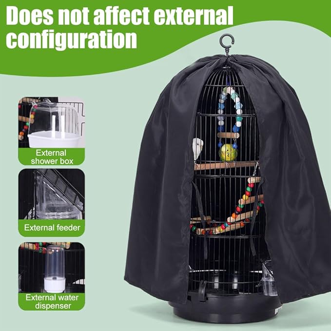 DONGKER Bird Cage Cover,Polyester Rain-Proof Parrot Blackout Birdcage Shade for 11.8"-15.7" Dia,25.6"-27.6" Height Round Birds Cages Windproofing & Warmth & Light-Proof
