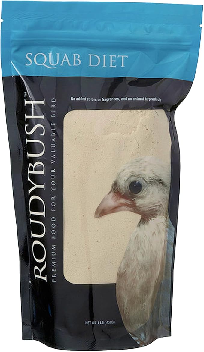 RoudyBush Squab Diet for Doves & Pigeons, Daily Food for Baby Birds, Crop Milk Replacement Formula for Baby Doves & Pigeons, Formulated Nutrition for Days 7-14, Hand Feeding Mix for Squabs, 1 Pound
