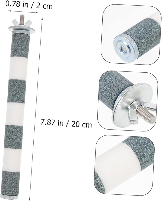 Bird Perch Rough-surfaced Nature Wood Stand Toy Branch for Parrots to Keep Nails and Beaks in Top Condition - Safe Easy to Install Bird Cage Accessories. 8 inch (Gray)