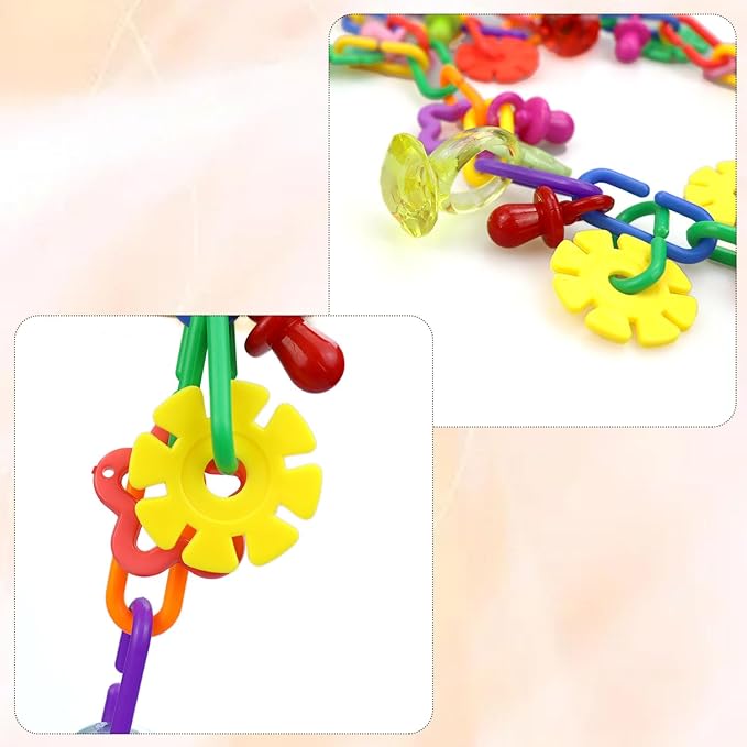 tinkare 2 Pack Bird Necklace Toy Rainbow Necklace Bird Toy Bird Chewing Toy Cage Links Bird Swing & Climbing Chain for Smaller-Sized Birds