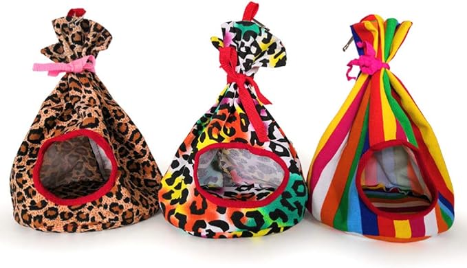 POPETPOP Bird Bed - Bird Hammock, Parrot Perch Tents, Winter Warm Bird Nest House Hanging Cave Hut Hideaway for Macaw African Parakeet Cockatiels Cockatoo Conure - Style 1