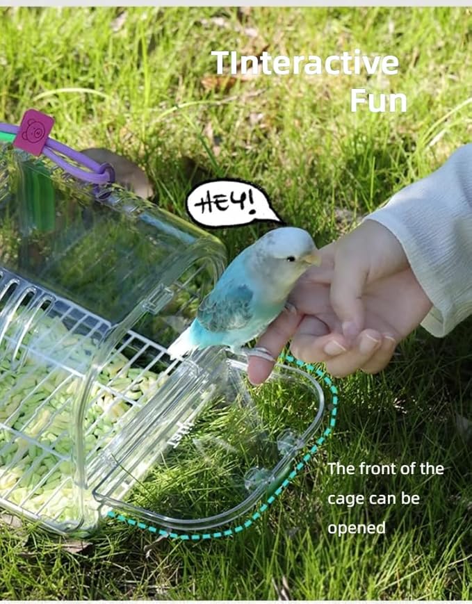 Portable Plastic Bird Cages Lightweight Waterproof Ventilated Travel Bird Cage for Pets Ideal for Outdoor Use Easy to Carry Bird Carrier Perfect for Small Birds and Budgies (Green)