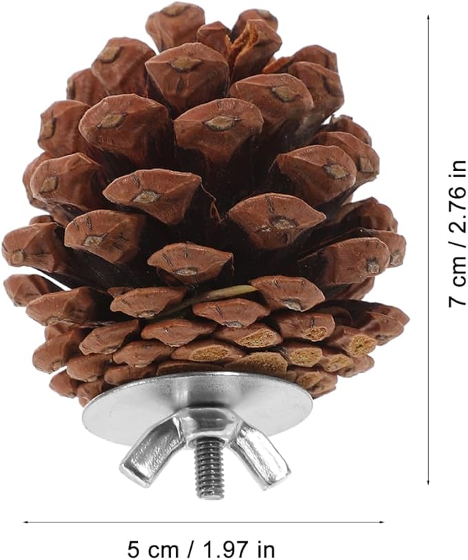 LIOOBO 10 Pcs Natural Pine Cones Bird Toys, Parrot Chew Toy for Cage, Wood Foraging Shredding Playthings Conure Cockatiel Parakeet African Grey Macaw Nut Fixed