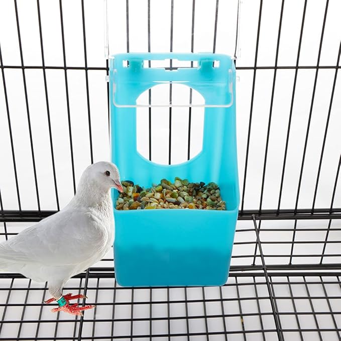 4 Pcs Pigeon Plastic Feeder, Quail Bird Food Feeding Hanging Box for Parrot Pigeon Bird Cage Poultry (One Hole)