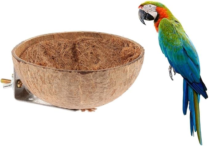 Friendly Coconut Shells Parrot Nest House Cage for Birds Parakeet Parrots Nest Decoration
