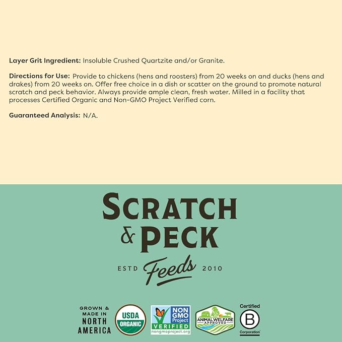 Scratch and Peck Layer Grit Supplement for Chickens and Ducks - 7 lbs Bag - Essential for Gizzard and Digestive Health - Sustainably Sourced