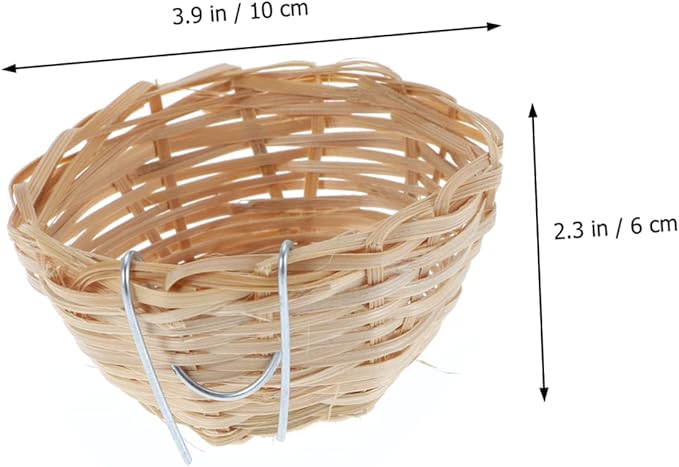 Mipcase Parrot Nest with Hook Bamboo Bird Nest Nest for Birds Garden Decor 4pcs Set