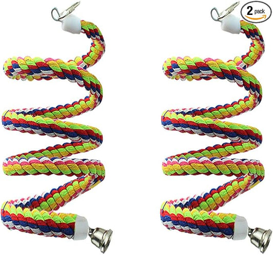 2pcs 63in Bird Perch Rope Bungee Bird Toy Pure Natural Parrot Cage Parrot Chewing Toy
