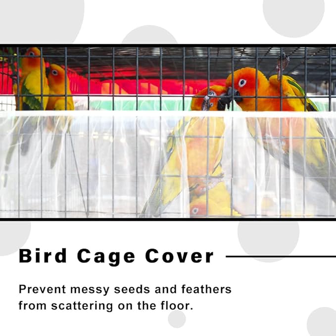 Soft Airy Bird Cage Net Cover, Bird Cage Seed Catcher, Skirt Guard Gauze Birdcage Mesh Netting for Round Square Cages, Reuseable (White, L)