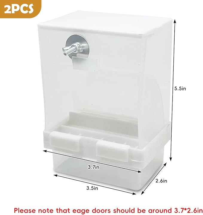 Tfwadmx 2 Pcs No Mess Automatic Bird Feeders Cockatiel Food Dispenser Bowls Seed Container Parrot Dishes Parakeet Cage Accessories Bird Feeder with Divider for Canary Finch Conure Lovebirds