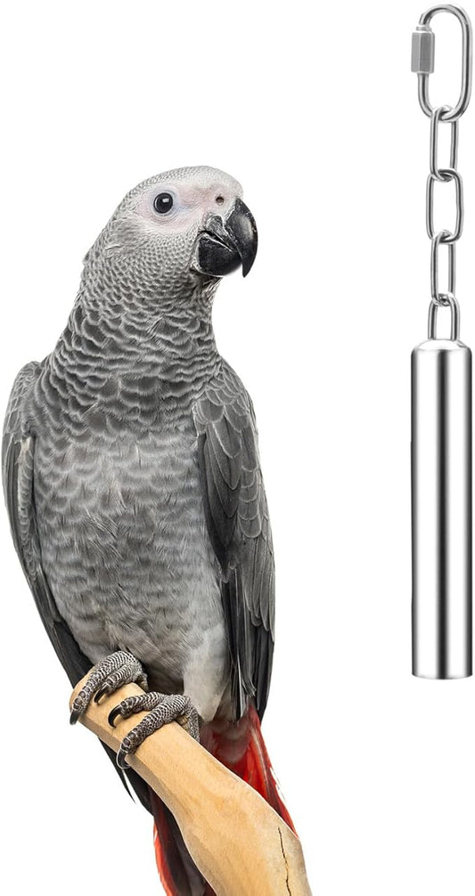 Wontee Stainless Steel Bell Toy Bird Cage Hanging Bite Toy for Parrot Parakeet Budgie Cockatiel Conure African Greys (L)