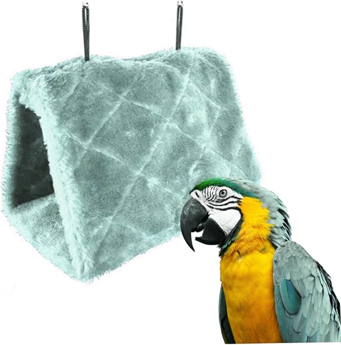 Warm Bird Nest House, Plush Snuggle Bird Hammock, Hanging Snuggle Cave Happy Hut Bird Parrot Hideaway for Pet Parrot Parakeet Cockatiel Conure Cockatoo(Blue)