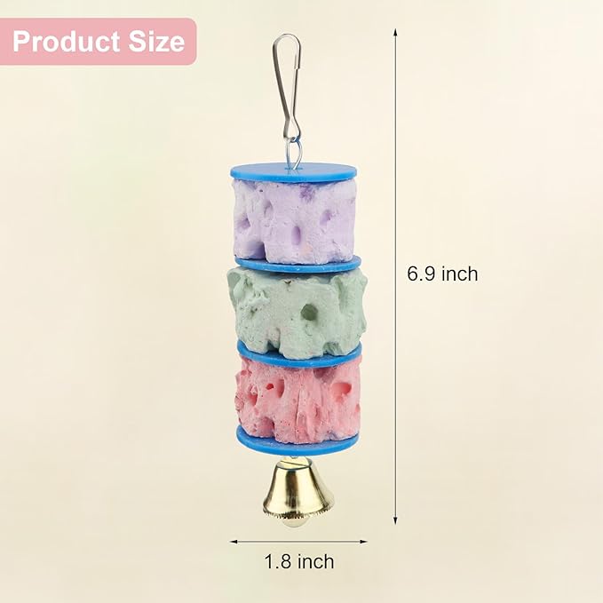 Wontee Bird Calcium Teeth Grinding Chew Treats Toy for Parrot Parakeet Cockatiel Conure Gerbil Rat Mouse Guinea Pig Chinchilla