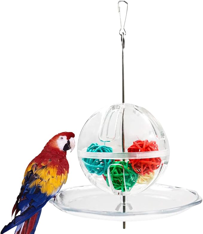 Bird for Creative Foraging Feeder Food Ball Rotate Training Toy Rattan for Small and Parrots Parakeets Conu Bird Foraging Feeder Toys Food Stainless Steel Hanging Food Treat Holder