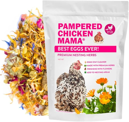 Pampered Chicken Mama Premium Nesting Herbs for Chickens (20 oz) Made with Flowers & Botanicals | Chicken Nesting Herbs | Nesting Herbs for Chicken Coop Herbs