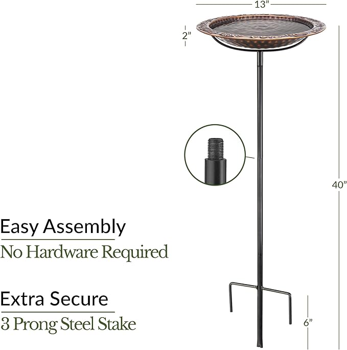 Good Directions Bronze Finish Bird Bath on Garden Pole 13"