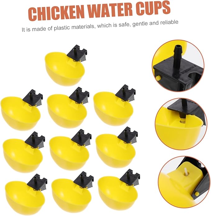 VICASKY 10Pcs Automatic Bird Water Feeder Leak Small Water Cups for Quail and Chickens Convenient Design for Easy Cleaning and Use