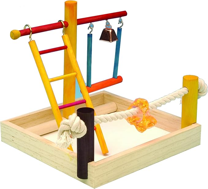 Penn-Plax Bird Life Wooden Playpen – Great for Parakeets, Lovebirds, and Parrotlets – Small
