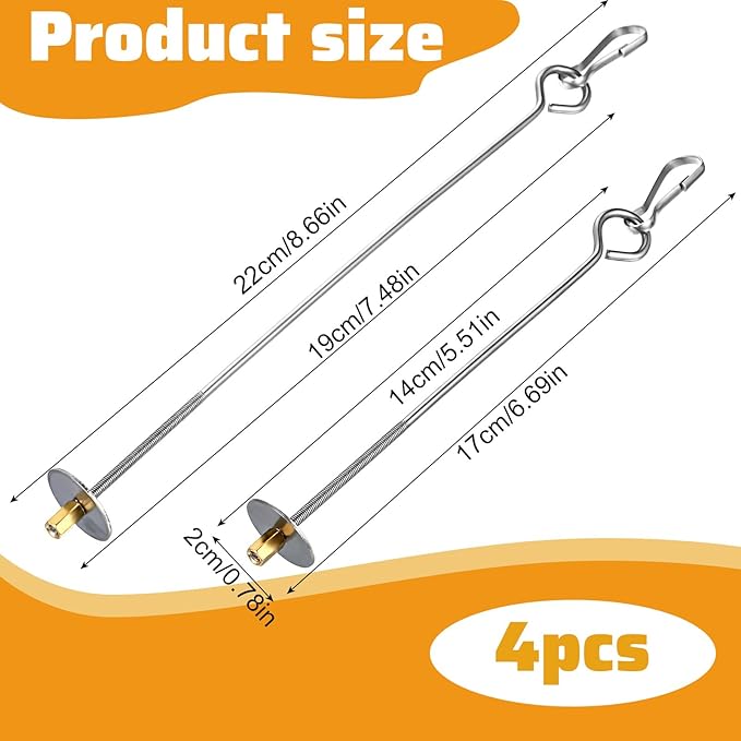 Nogeqi 4PCS Bird Cage Food Holder with Hook, Stainless Steel Bird Feeder for Cage, Parrot Fruit Skewers, Birds Foraging Toys for Macaw Parakeet Parrot Budgie (2 Sizes)