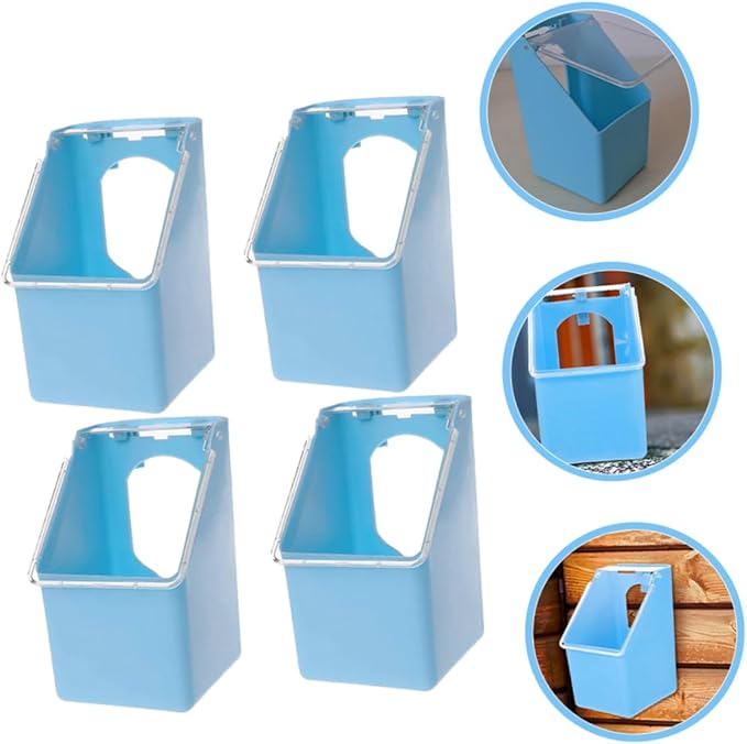 Milisten 4-Pack Hanging Pigeon Feeders Plastic Bird Food Dispenser for Pigeon Cage and Quail Feeder Easy to Install and Clean 5.51X3.54X3.14 Inch