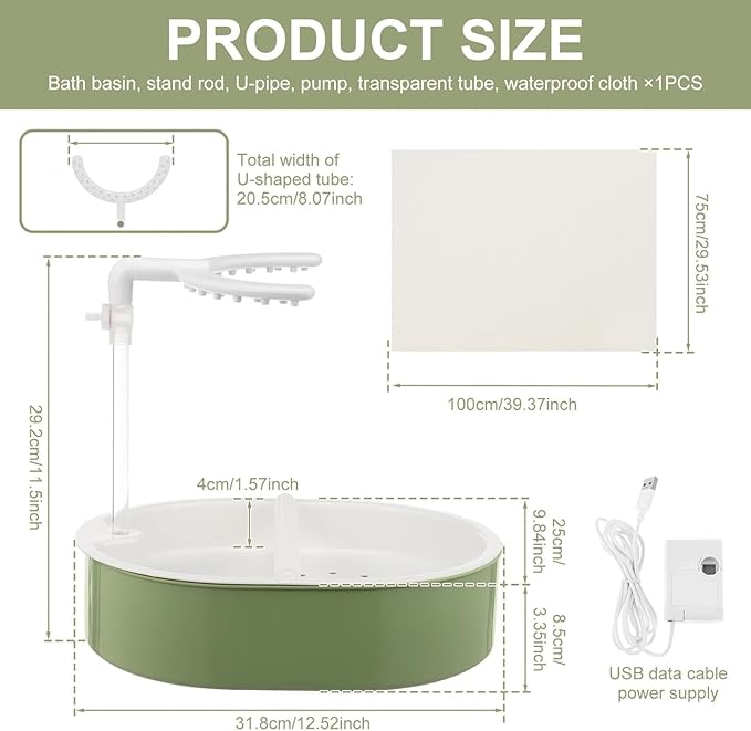 Automatic Birds Shower, Bird Accessories, Birds Bath Tub with Circulating Water Faucet, Bird Shower Fountain, Indoor Fountain with USB Pump for Small to Medium Pet Birds