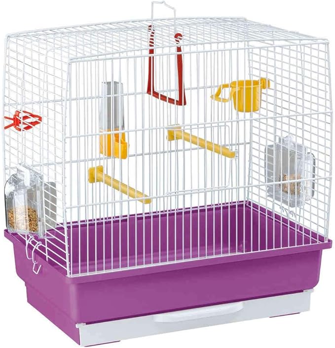 Ferplast Bird Cage Rekord 2 Cage for Birds, Canaries, Budgies, Finches, Metal, Accessories Included Rotating Feeder Perches, 39 x 25 x h 41 cm