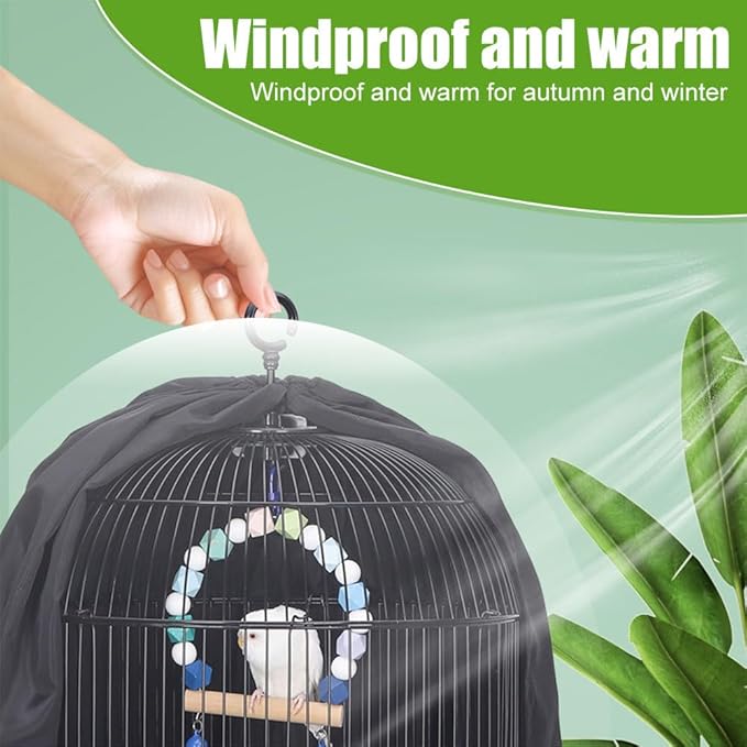 MiOYOOW Round Dome Top Bird Cage Cover, Windproof Lightproof Birdcage Light Shield, Breathable Nighttime Noise Blocking for Parakeets Lovebirds Budgies Finches Canary