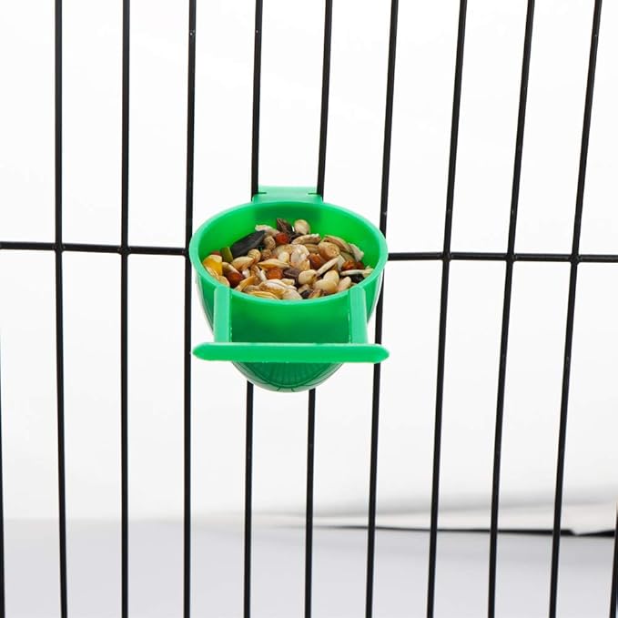 8 Pcs Mini Bird Parrot Food Bowl Feeder Plastic Pigeons Birds Cage Dish Convenient Hanging Container
