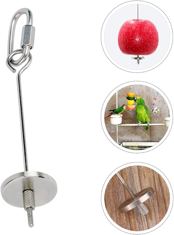 Mipcase Parakeets Feeding Metal Cockatiels Finches Food for Parrot Tray Foraging Vegetable Treat Cages Fork Stick Device Toy Meat Bird Feeder Feeders Fruit S Stainless Cage Steel