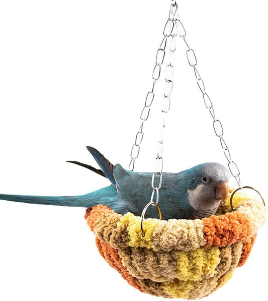 Warm Nest Bed Large Bird Swing Toy for Parrot Cockatiel Parakeet African Grey Cockatoo Macaw Amazon Conure Budgie Canary Lovebird Finch Hamster Chinchilla Cage Perch (Orange)