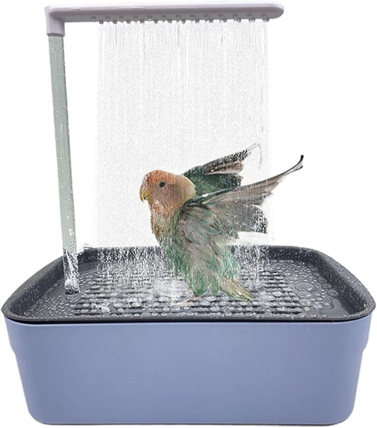Parrot Bathtub Bird Automatic Bath Shower with 180 ° Circulating Faucet, Automatic Pet Bird Bath for Small Medium Birds Cockatiel African Grey Lovebird Parakeets