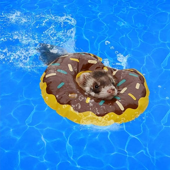 Foldable Collapsible Ferret Bathing & Cooling Swimming Pool, Durable Bath Tub, Swimming Bath Water Washer for Ferrets & Small Animals, Bonus-Ferret Swim Ring (80x20cm(31.5''x7.9''))