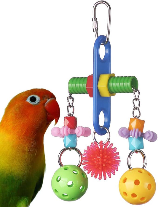 Super Bird Creations SB1087 Tug O' War Bird Toy for Parrotlets, Parakeets, Cockatiels, Lovebirds, Ringnecks, Medium Conures, Quaker, Caiques - Multi-colored toys - Small/Medium Bird Size, 6" x 3" x 1"