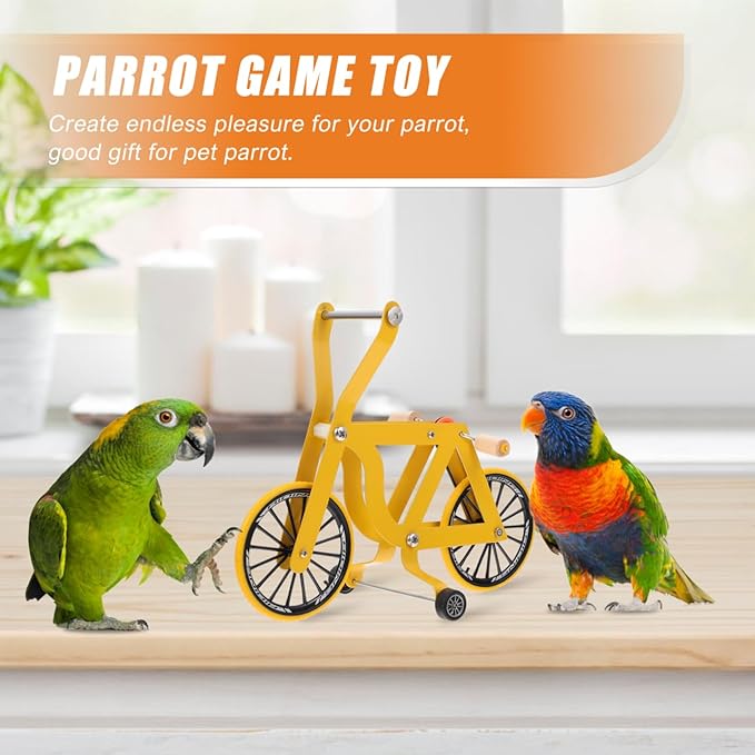 Toddmomy Parrot Bike Toy 7.87 Inch Interactive Bird Training Toy for Parakeets Conures Cockatiels Educational Intelligence Development and Physical Exercise