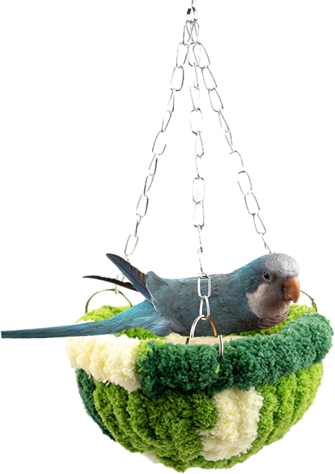 Warm Nest Bed Large Bird Swing Toy for Parrot Cockatiel Parakeet African Grey Cockatoo Macaw Amazon Conure Budgie Canary Lovebird Finch Hamster Chinchilla Cage Perch (Green)